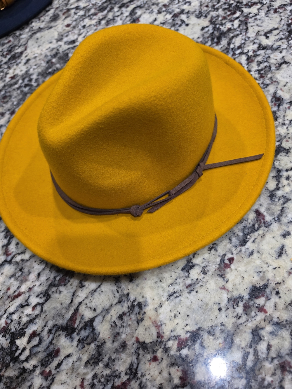 Universal Thread Mustard Yellow Felt Fedora with Brown Band